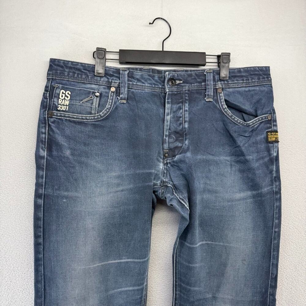 G Star Jeans Men's 36x34 Fits 36x32 Blue Denim Dark Wash Attacc Low Straight y2k - Picture 4 of 12